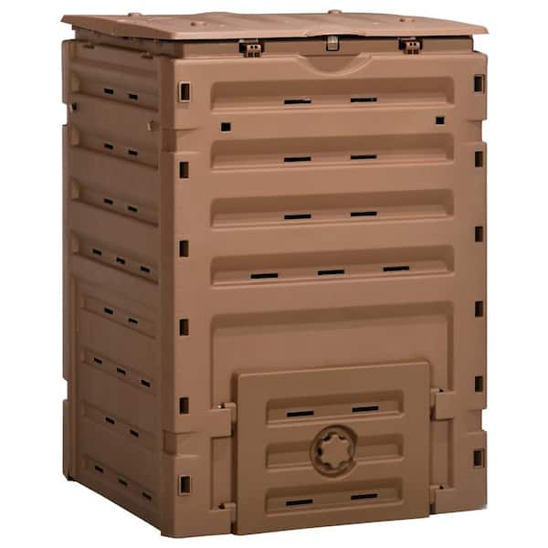 120 Gal. Brown Garden Composter with 80-Vents and 2-Sliding Doors, Lightweight and Sturdy, Fast Creation of Fertile Soil