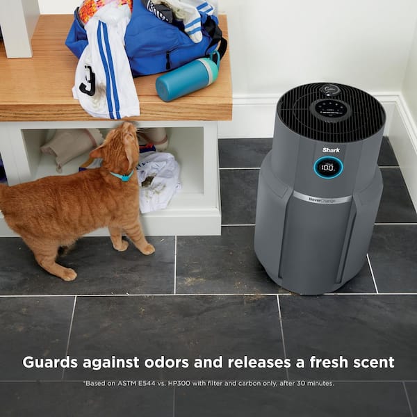 Shark NeverChange 1400 sq. ft. HEPA Filter Tower Air Purifier and Cleaner  in White w/ Odor Neutralization and Clean Sense Tech HP302