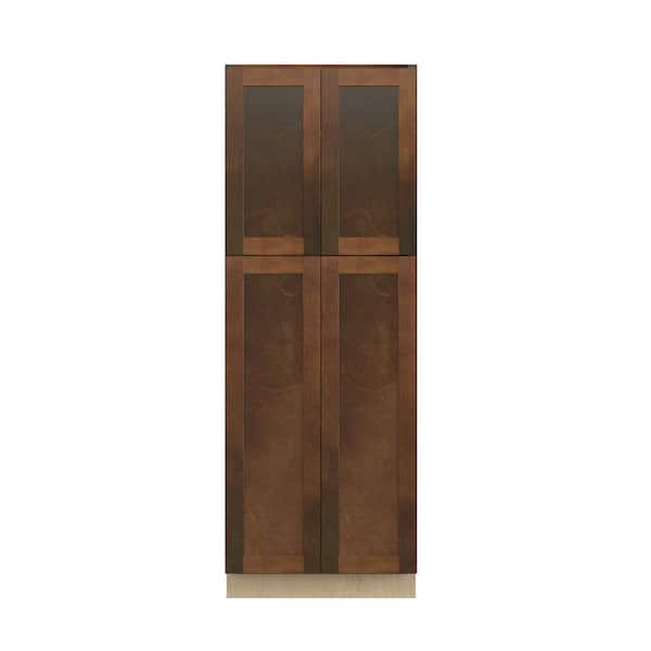 Kunal Kitchens Amherst Shaker 30 in. W x 84 in. H x 24 in. D in Walnut Plywood Assembled Pantry Cabinet