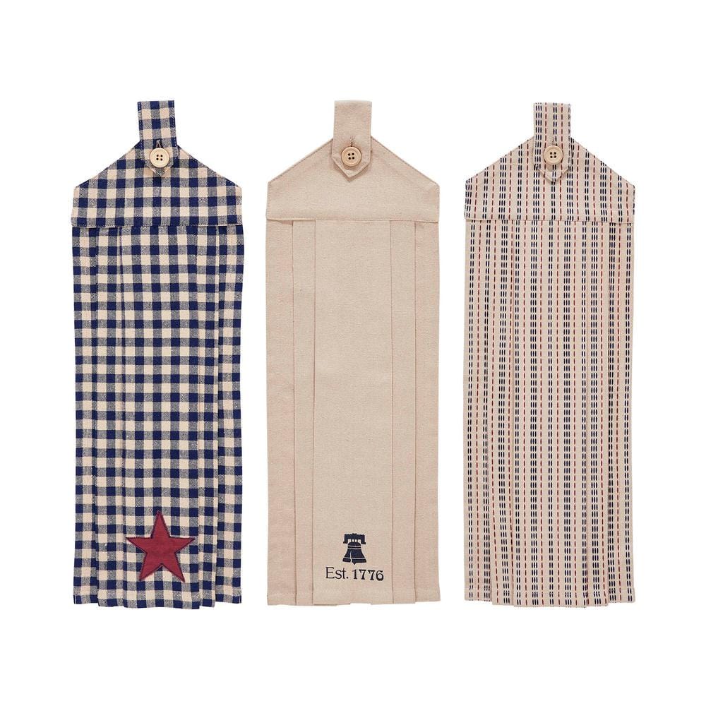 My Country Navy Novelty Americana Button Loop Cotton Blend Kitchen Tea Towel Set (Set of 3) price history on PriceWatchPro