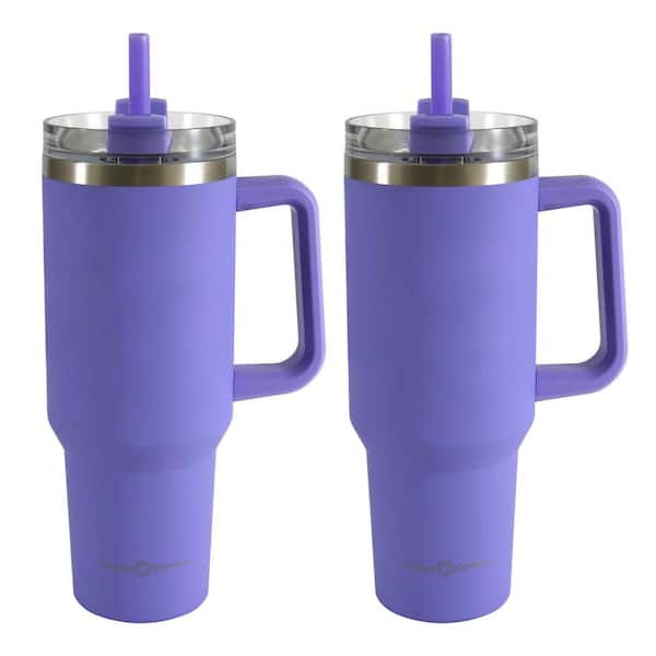 Green Canteen 40 oz. Double Wall Stainless Steel Purple Tumbler with Handle (2-pack)