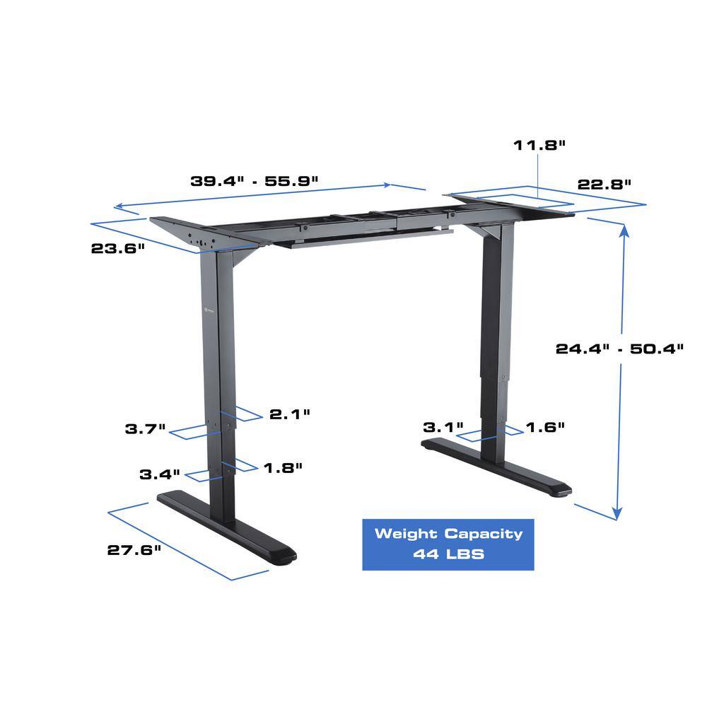 Black Adjustable Height Metal Sit-Stand Desk Frame