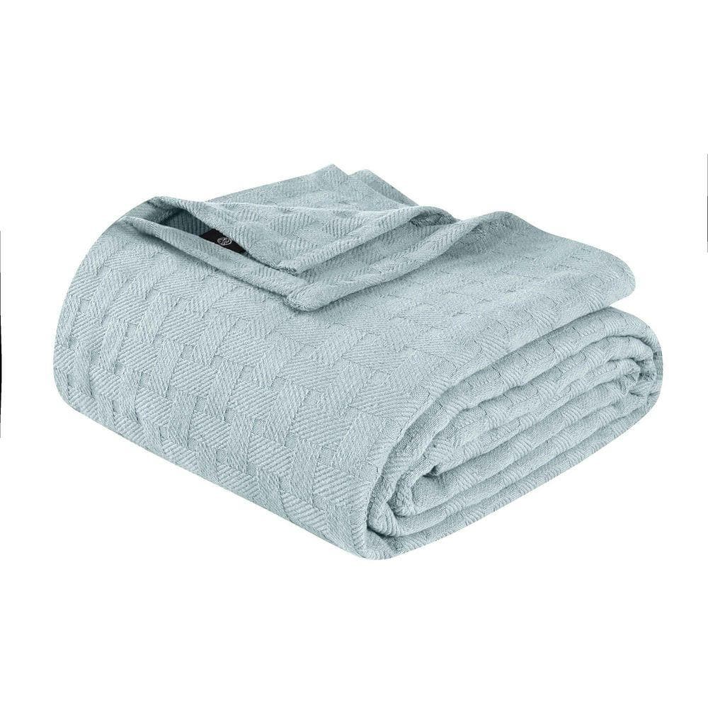 SUPERIOR Basketweave Light Blue Classic Farmhouse All-Season Cotton ...
