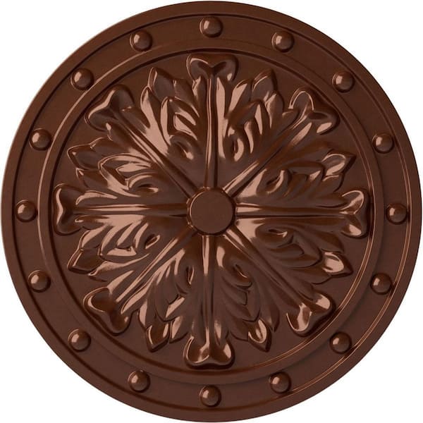 Ekena Millwork 1-1/2 in. x 20-1/2 in. x 20-1/2 in. Polyurethane Foster Acanthus Leaf Ceiling Medallion, Copper Penny