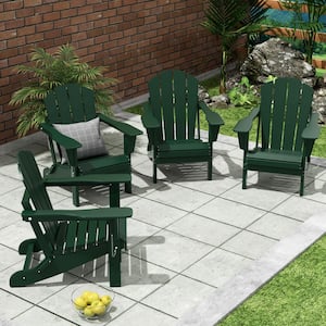 DECO Dark Green Folding Poly Outdoor Adirondack Chair (Set of 4)