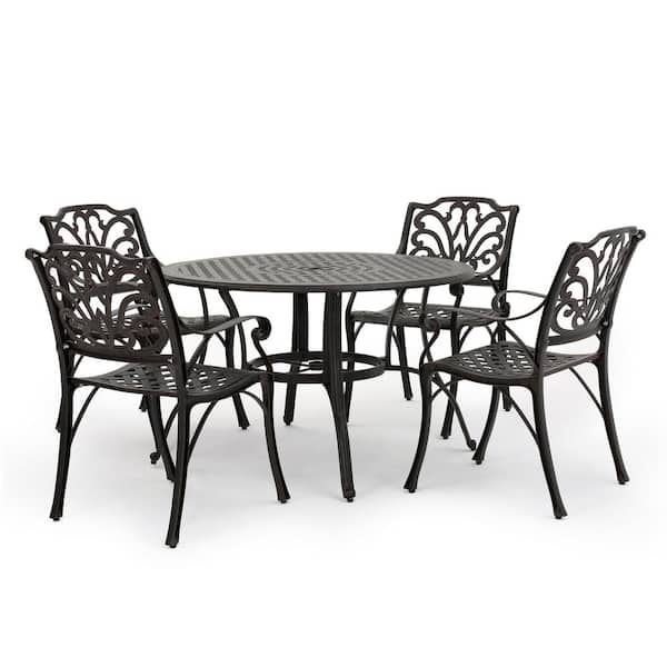 Yaretzi 5-Piece Aluminum Circular Outdoor Patio Dining Set