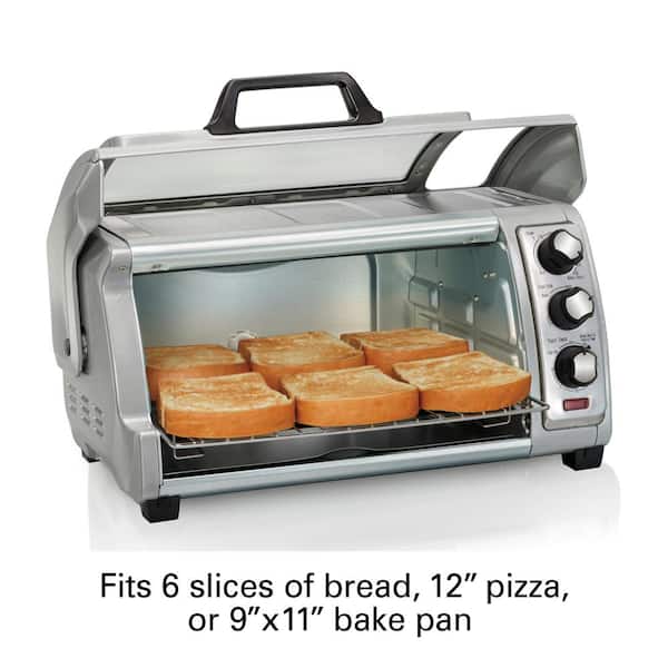 Easy Reach 1400 W 6-Slice Grey Silver Toaster Oven with Roll Top Door