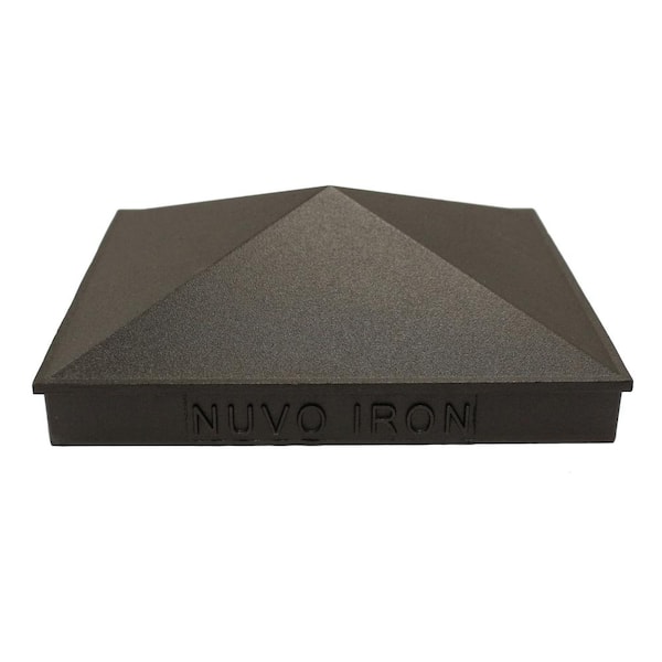 NUVO IRON 4 in. x 6 in. Black Aluminum Ornamental Pyramid Post Cap