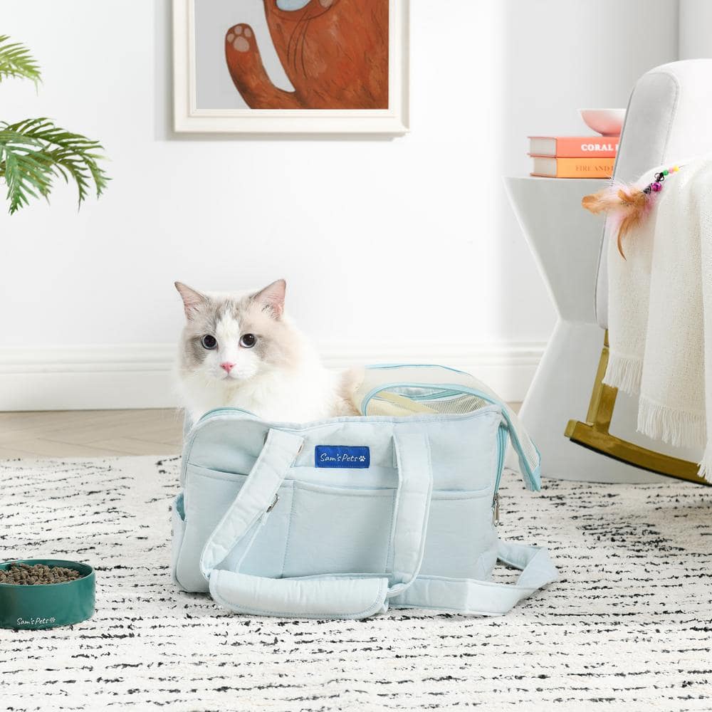 Sam's Pets Teddy 14.5 in. Dog and Cat Carrier Bag in Light Blue