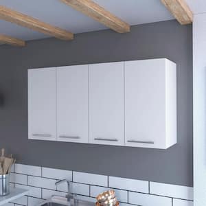 47.2 in. W x 13.1 in. D x 23.6 in. H in White Assembled Upper Wall Kitchen Cabinet with 4-Doors