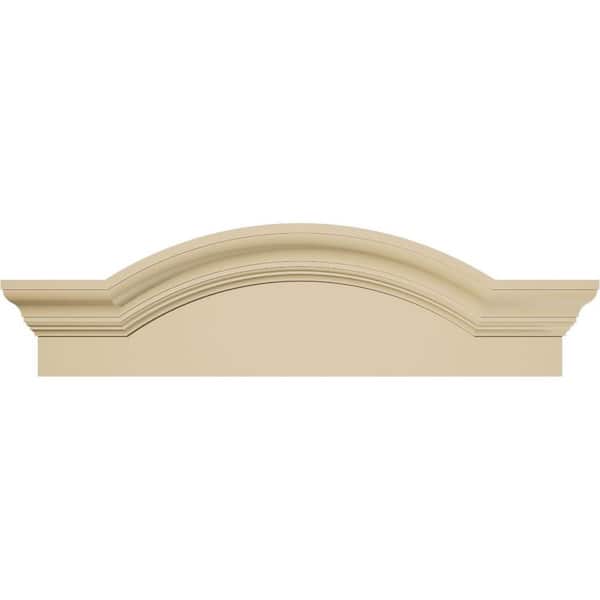 26-in W x 7-1/2-in H x 2-1/2-in P Segment Arch W/Flankers Smooth Signature Urethane Pediment, Primed Tan