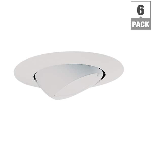 Halo 78 Series 6 In White Recessed Ceiling Light Trim With Adjustable Eyeball Pack 78p 6pk The Home Depot - 6 In Satin Nickel Recessed Ceiling Light Trim With Adjustable Eyeball