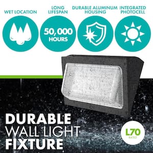 100/150/175-Watt Equivalent Integrated LED Bronze Wet Rated Adjustable Wall Pack Light, 3000K/4000K/5000K