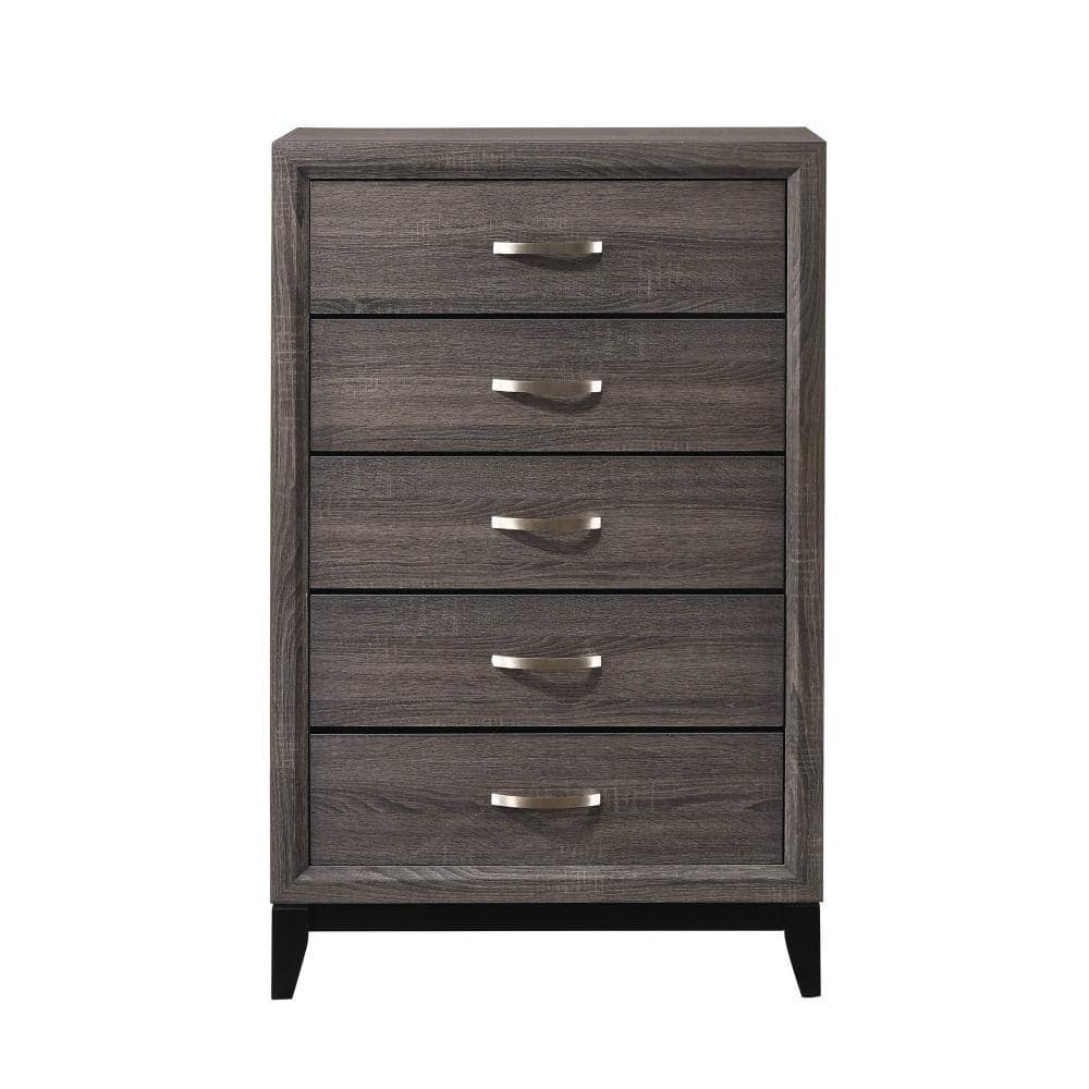 Gray Solid Wood Vertical Chest with Soft Close Drawers