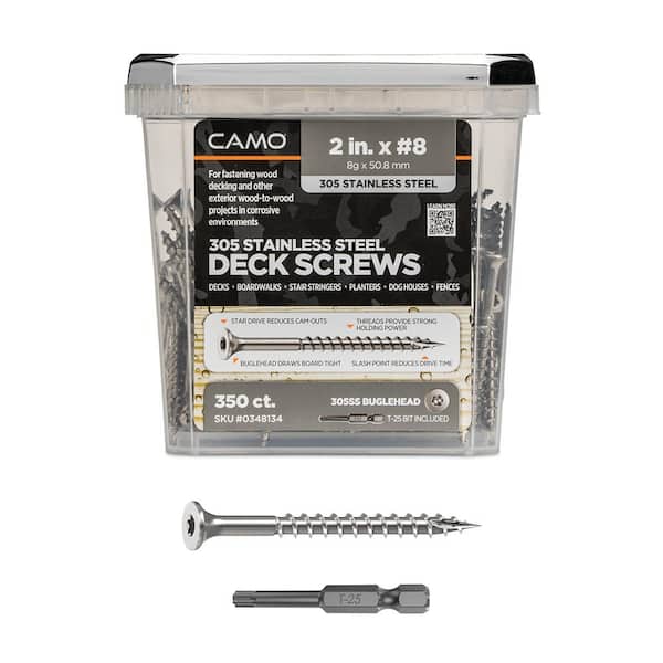 CAMO #8 2 in. 305 Stainless Steel Premium Star Drive Bugle-Head Deck Screws (350-Count)