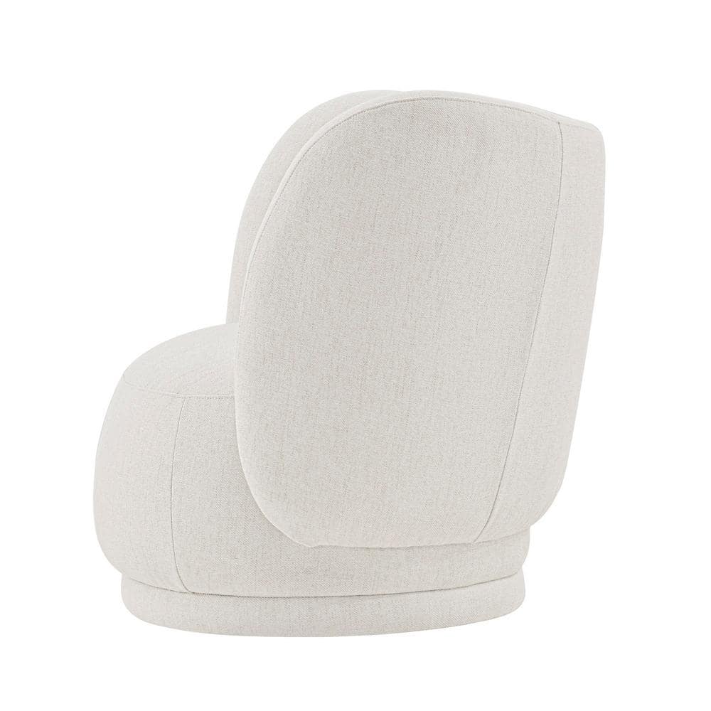 Set of 2 Cream Linen Upholstered Accent Chairs with Pillows