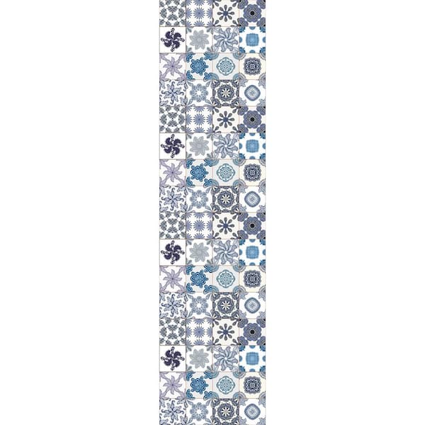 Crearreda 70.86 in. x 17.71 in. Blue Azulejos Premium Window Film