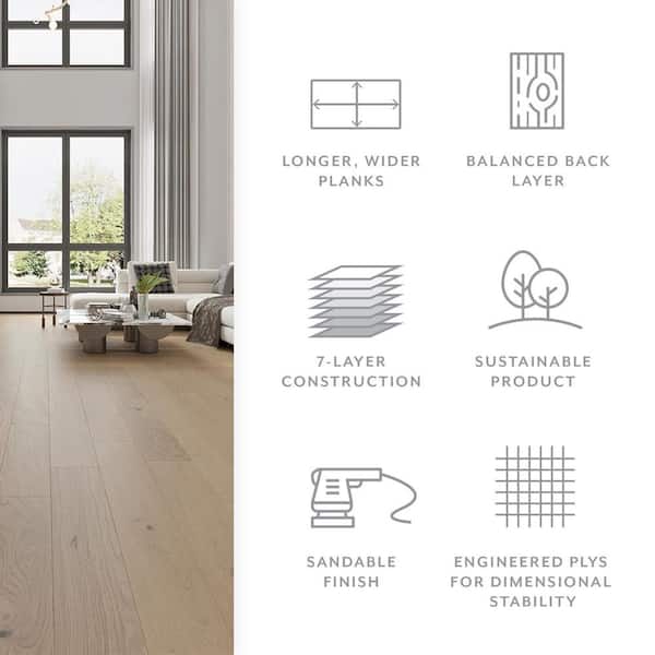 ASPEN FLOORING Fjord XL Euro Oak 1/2 in. T x 6.5 in. W Tongue and