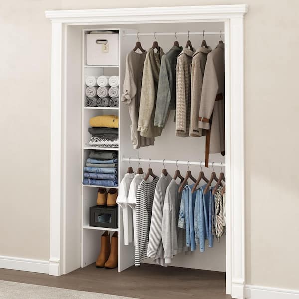 Furinno Fano 42 in. - 63 in. W White 2 Hanging Bars 5-Shelf Wood