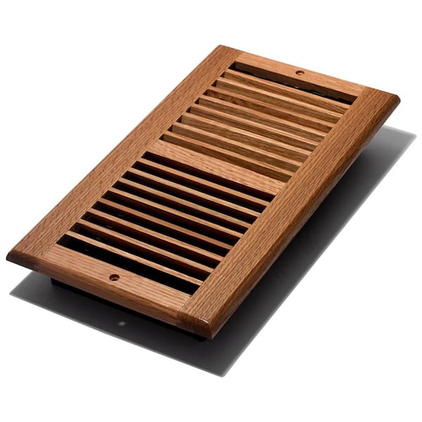 Decor Grates 12 in. x 6 in. Natural Finish Solid Oak Wall Register with Damper Box