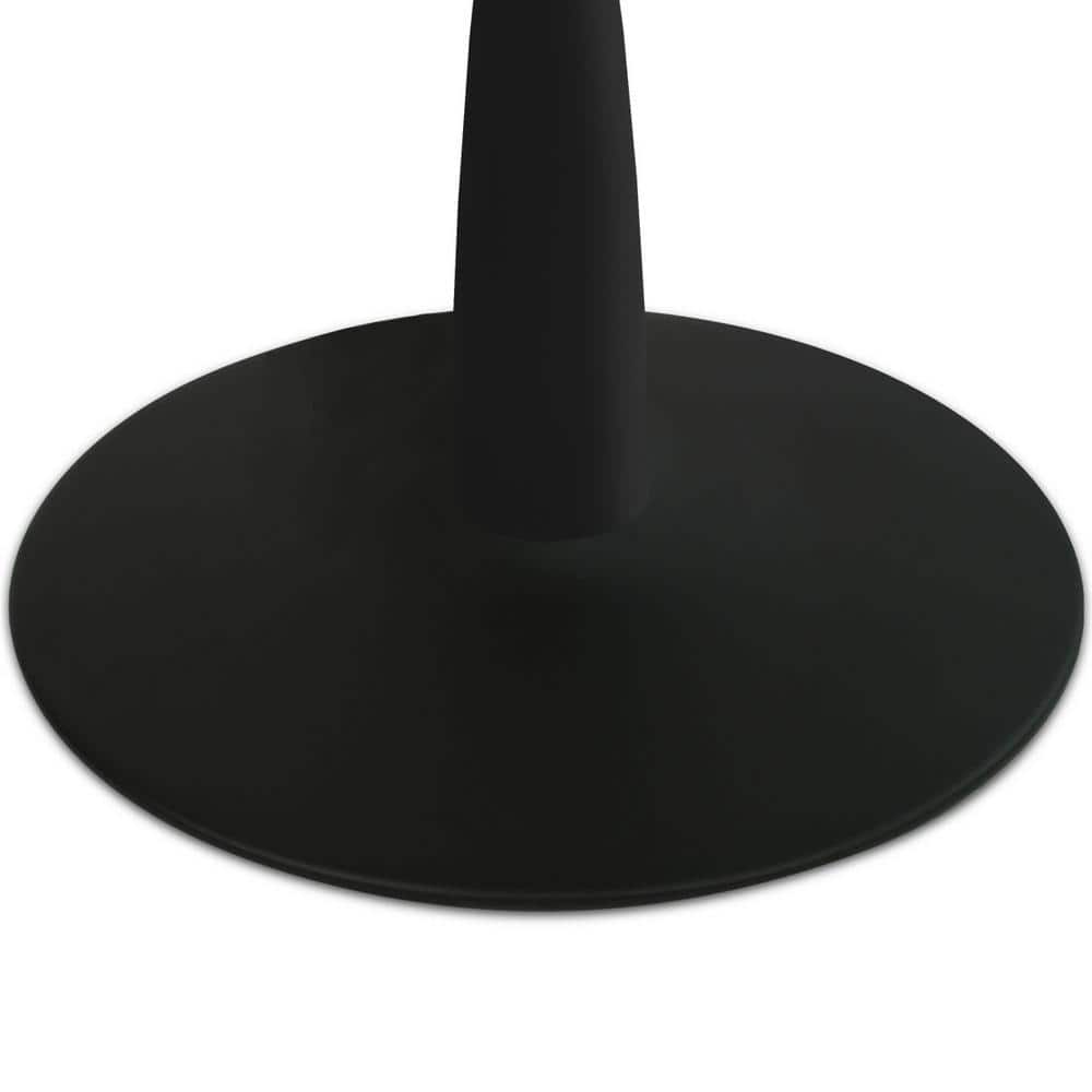 Round Extendable Wood and Marble Dining Table