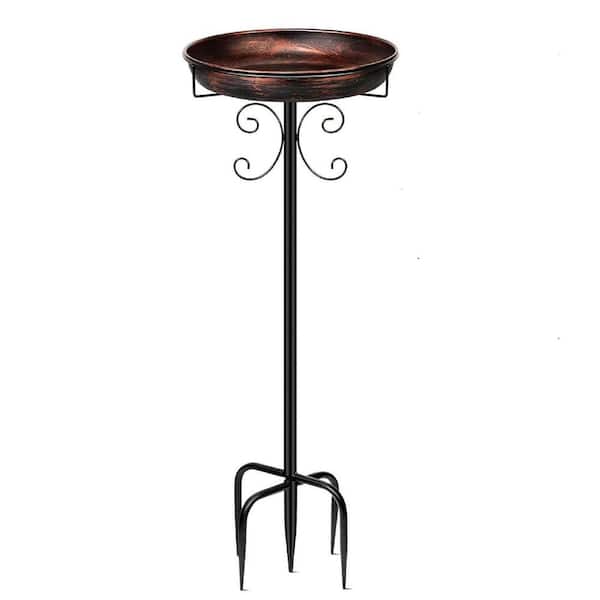 35 in. Antique Bronze Outdoor Metal Vintage Bird Bath & Bird Feeder Bowl, Metal