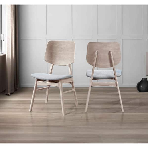 NEW CLASSIC HOME FURNISHINGS New Classic Furniture Oscar White Ash Wood Side Chair with Gray Polyester Seat (Set of 2)