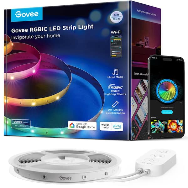 16.4 ft. Plug-In Integrated LED RGBIC LED Strip Light