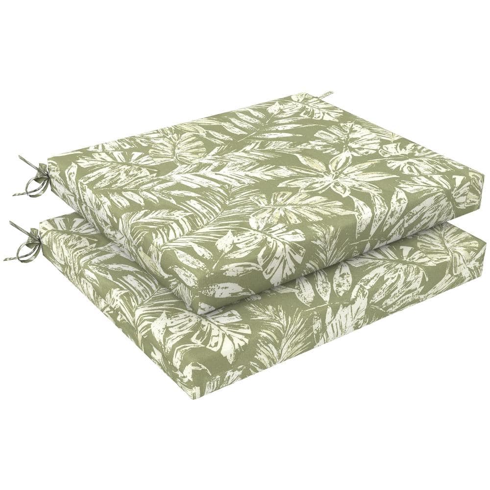 18.5 x 16 x 2 Outdoor Seat Cushions with Ties, Square Patio Chair Pads, Tropical Leaf Green, Set of 2 price history on PriceWatchPro