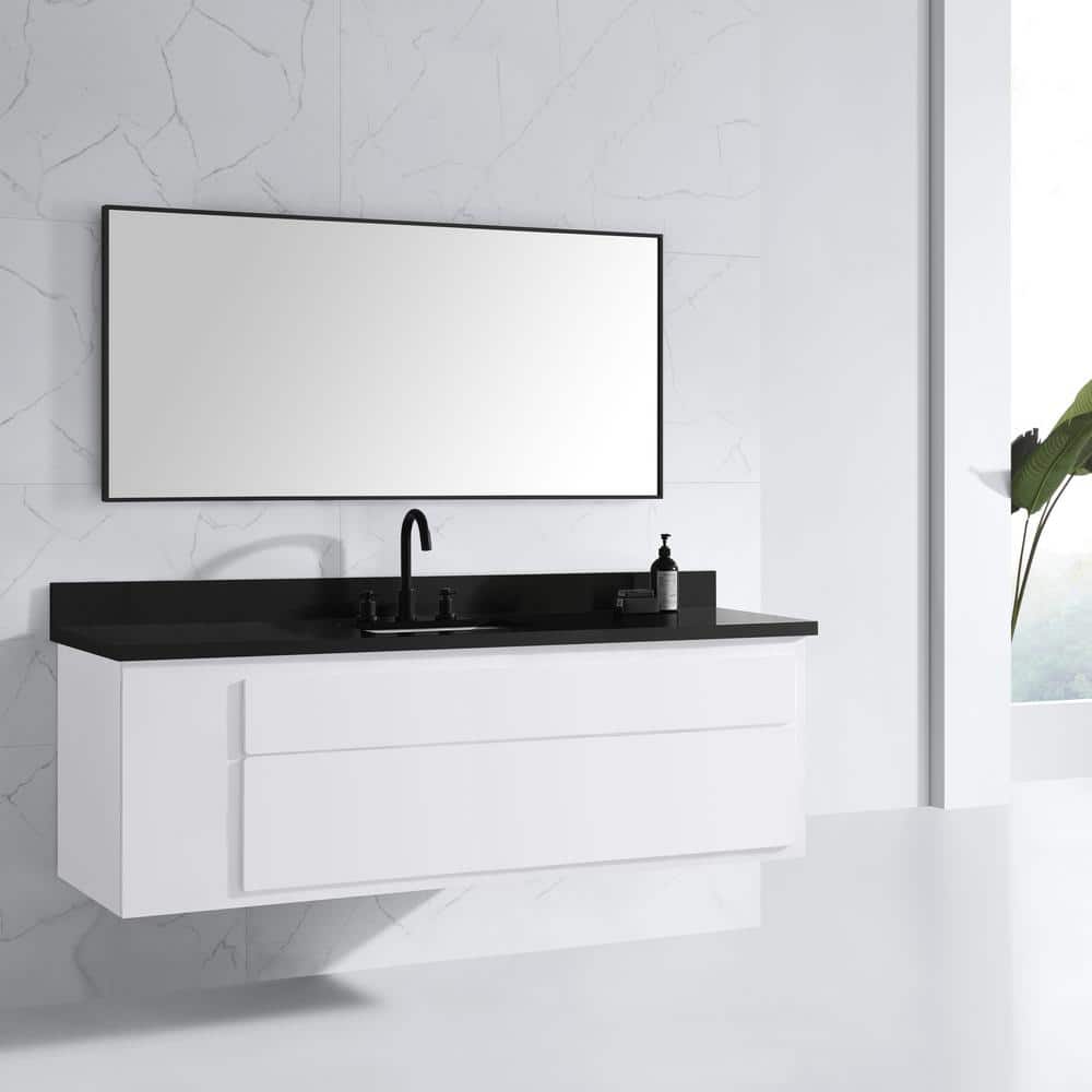 Elegant Gold 59'' Stainless Steel Rectangular Vanity Mirror