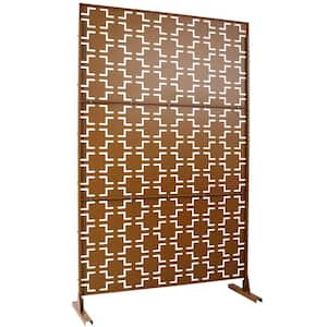 Anky 76 in. H x 48 in. W Steel Garden Fence, Metal Privacy Screens and Panels with Free Standing in Brown