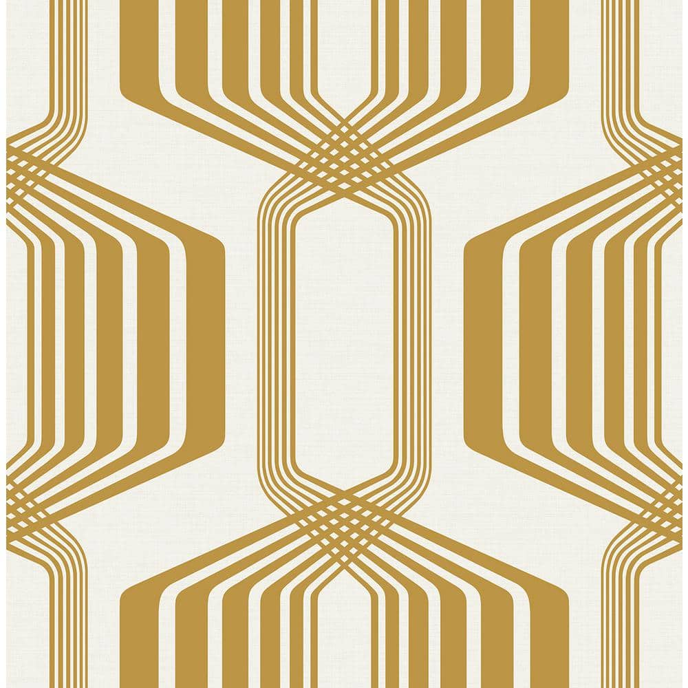 NextWall Metallic Gold Striped Geo Vinyl Peel and Stick Wallpaper Roll ...