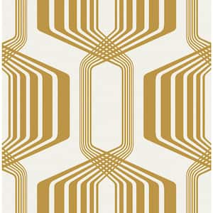 Metallic Gold Striped Geo Vinyl Peel and Stick Wallpaper Roll (Covers 30.75 sq. ft.)