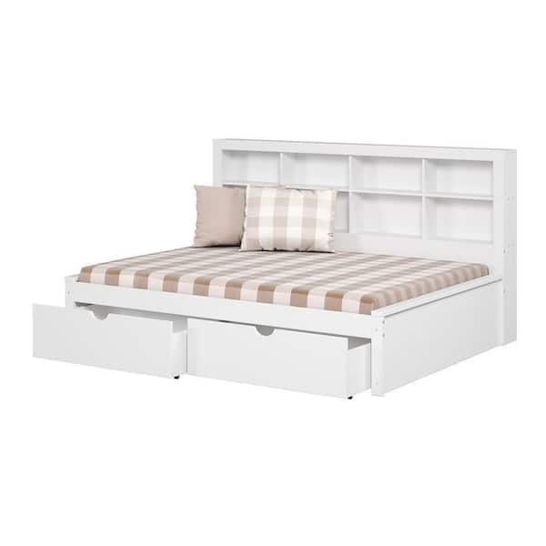 Donco Kids White Full Daybed with Bookcase and Drawers