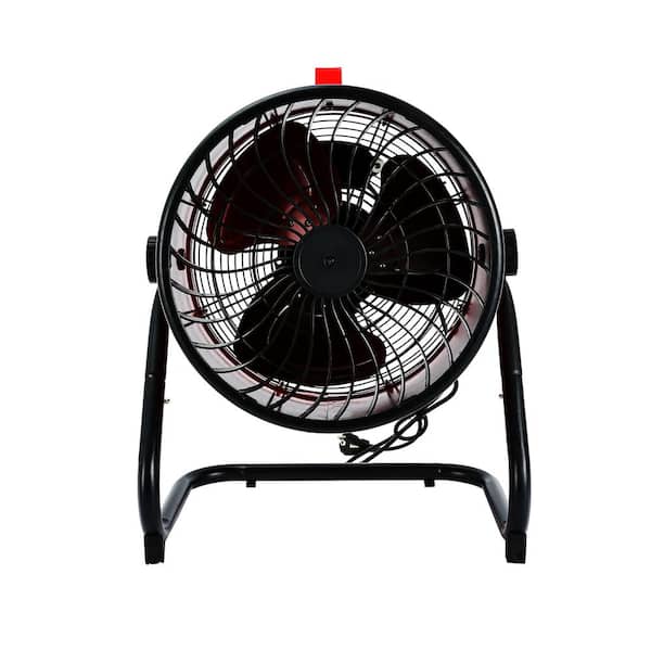 Cesicia 360° Adjustable Angle Full-Size 16 in. 3 Speed Wind Adjustment Red Floor Fan for Shop Gym Garage Living Room