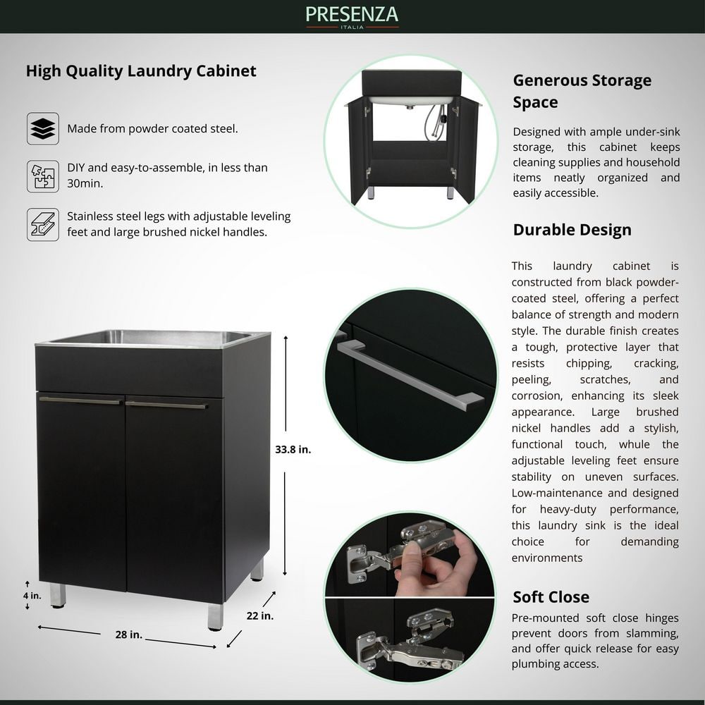 Black Stainless Steel Freestanding Laundry Sink with Faucet