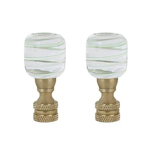 2 in. Clear with Light Green Line Finial with Copper Base (2-Pack)