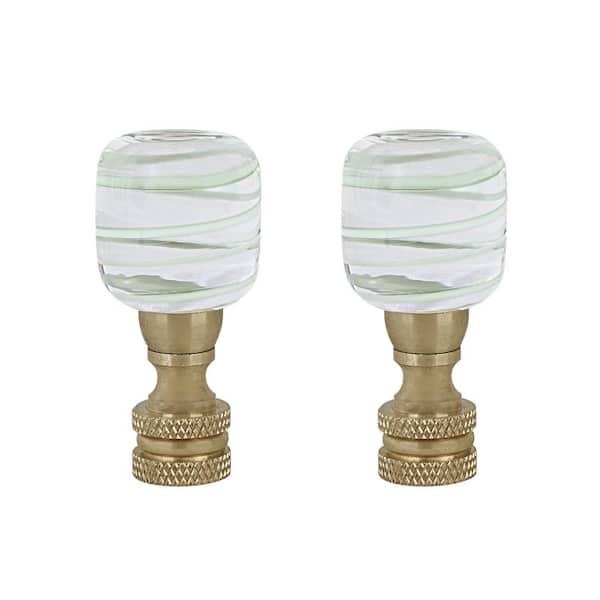 Aspen Creative Corporation 2 in. Clear with Light Green Line Finial with Copper Base (2-Pack)