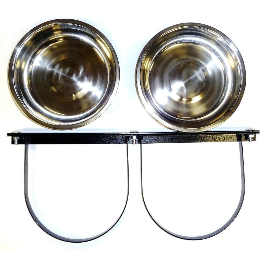 Elevated Stainless Steel Double Pet Bowl System for Outdoor Kennels