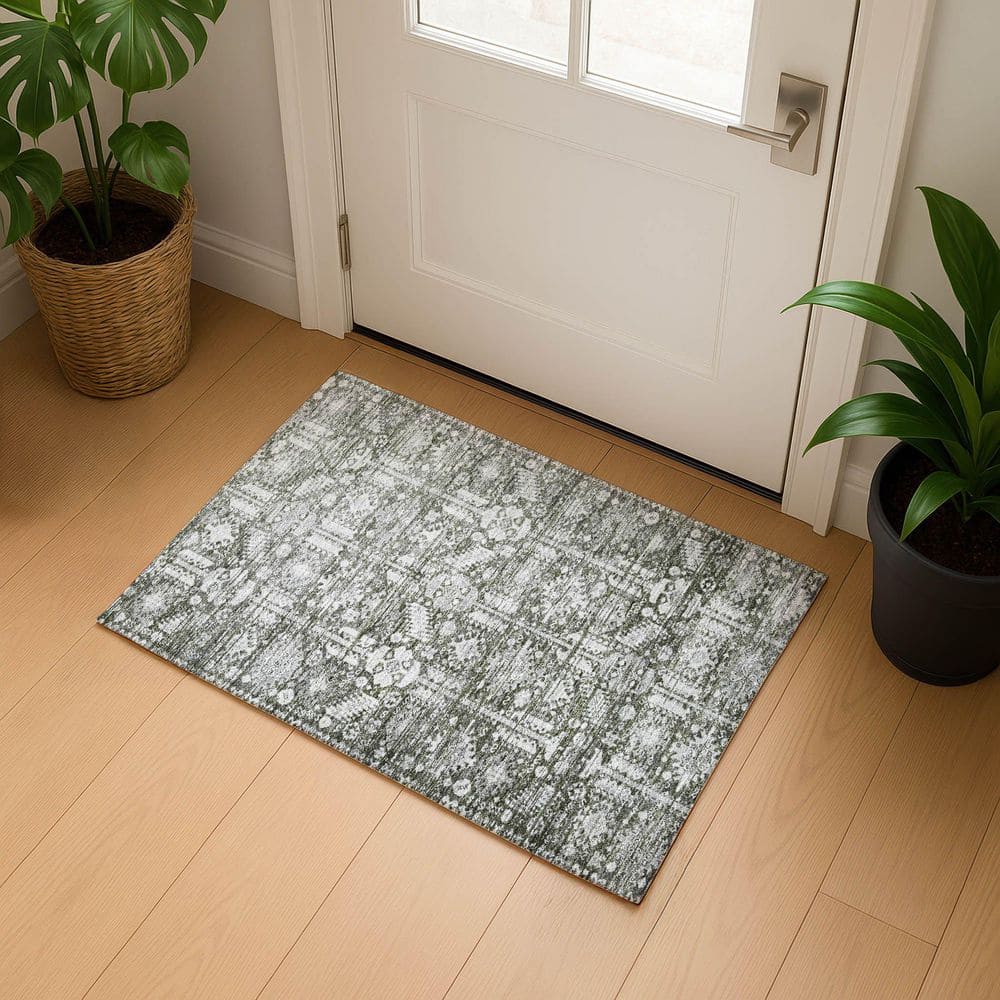 Mayfield Premium Machine Washable Abstract AMF1771 Pewter 2 ft. x 3 ft. Area Rug price history on PriceWatchPro