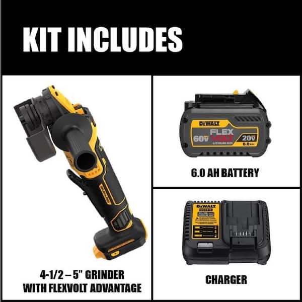 20V MAX Cordless Brushless 4.5 - 5 in. Angle Grinder with FLEXVOLT ADVANTAGE and (1) FLEXVOLT 6.0Ah Battery Kit