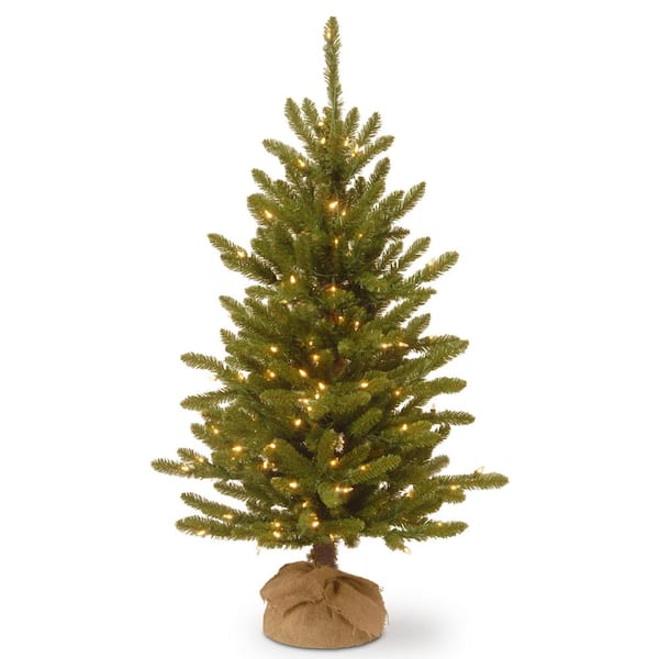 National Tree Company 4 ft. Kensington Burlap Artificial Christmas Tree with Clear Lights