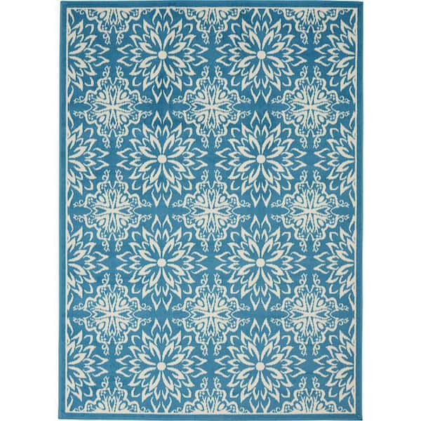 Nourison Jubilant Ivory/Blue 5 ft. x 7 ft. Moroccan Farmhouse Area Rug
