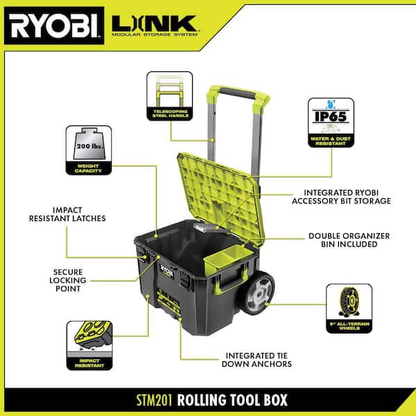 LINK 22.2 in. Rolling Tool Box with LINK Compact Drawer Set