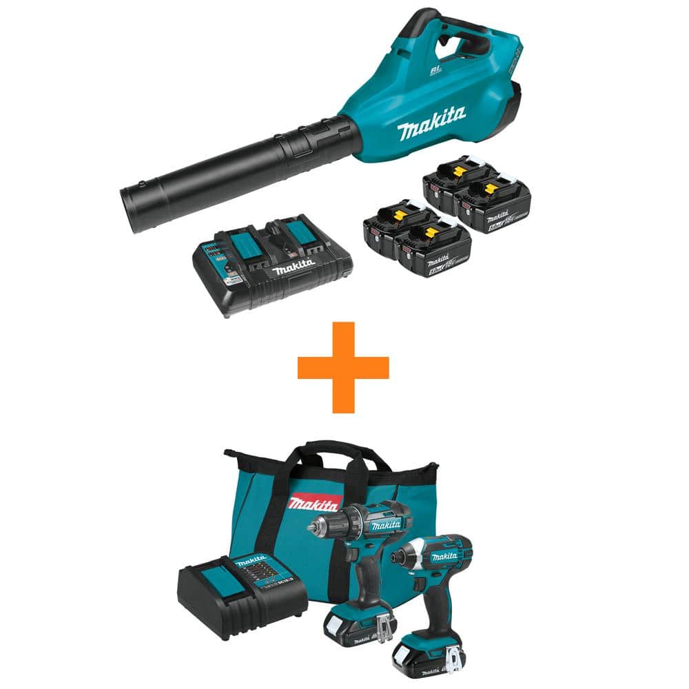 18V X2 (36V) LXT Cordless Li-Ion BL Blower Kit (4 Batteries 5.0Ah) with Bonus LXT Driver-Drill/Impact Driver 2-Piece Kit -  Makita, XBU02PT1CT25SYX