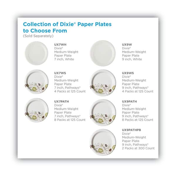 Dixie Pathways Soak-Proof Shield Mediumweight Paper Plates Dispenser Bx 8.5" 300 