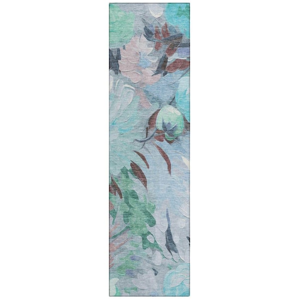 Chantille Machine Washable Indoor/Outdoor Abstract ACN2264 Sky 2 ft. 3 in. x 7 ft. 6 in. Runner Rug