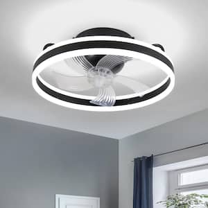 19.69 in Black Indoor LED Multi-functional Oscillating Ceiling Fan with Light and Remote Control for Bedroom and Kitchen