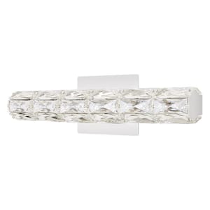 Keighley 18 in. Integrated LED Chrome Bathroom Vanity Light Fixture with Crystal Shade