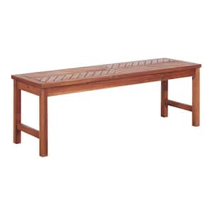 Modern Style Brown Acacia Wood Outdoor Bench, Natural Grain Stained for Outdoor Use, Backyard, Patio, Deck or Porch